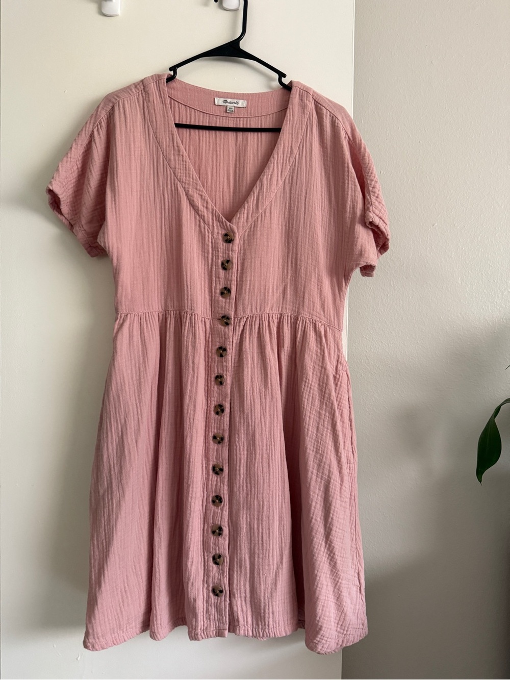 Madewell Dusty Pink Button-Front Mini Dress